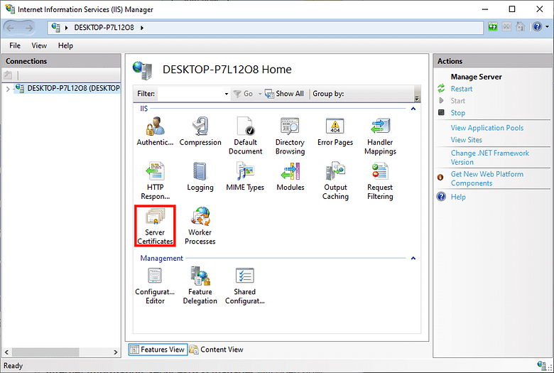 iis server certificates